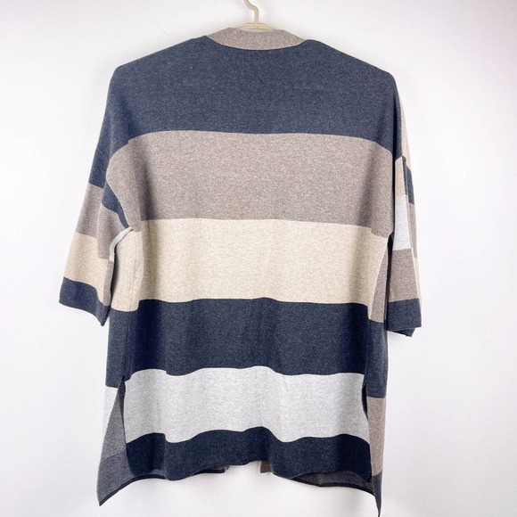 Monroe & Main Color Block Neutral Grey Cream Wool Blend Cardigan Women's 2X - Picture 2 of 8